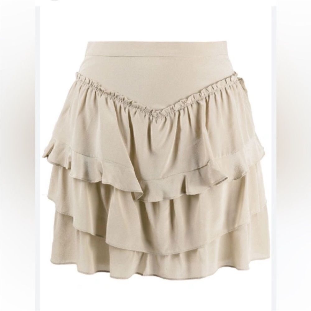 IRO Elegant Cream Layered Women's  silk mini Skirt, US2